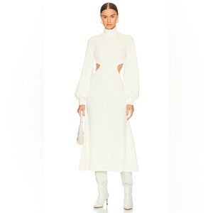 WeWoreWhat Cream Long Sleeve Cutout Dress